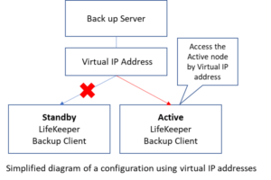 Backing up using the virtual IP address of a cluster node